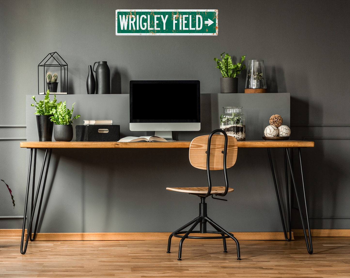 Retro Wrigley Field Aluminum Road Sign