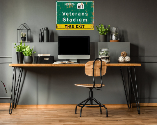 Veterans Stadium Highway Metal Sign