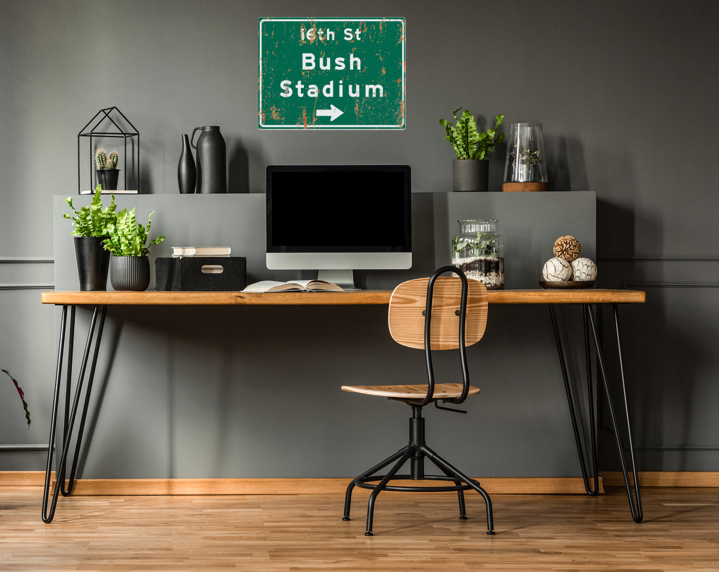 Retro Bush Stadium Highway Metal Sign