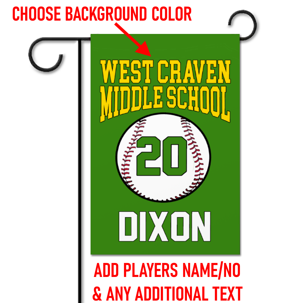 Custom School Baseball Player Garden Flag