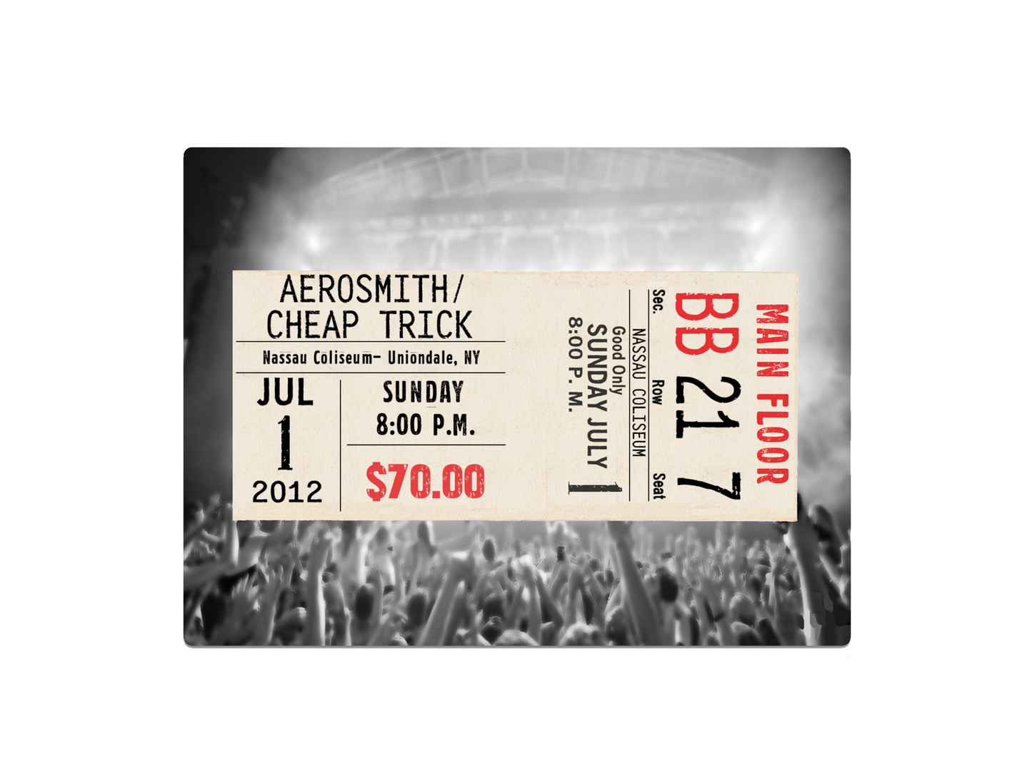Custom Concert Ticket Metal Sign