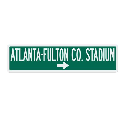 Retro Atlanta Fulton Co Stadium Metal Road Sign