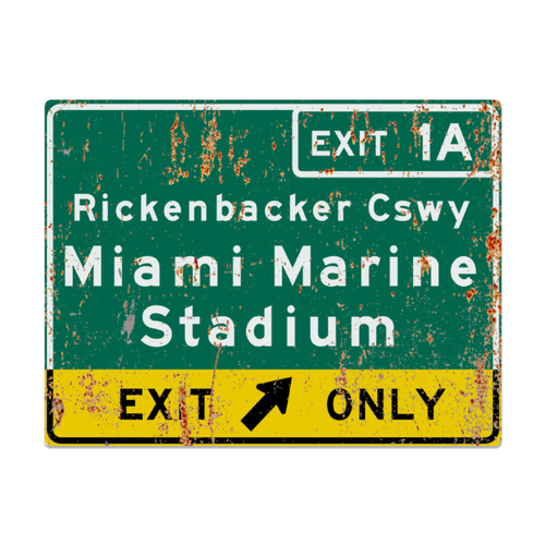 Retro Miami Marine Stadium Highway Metal Sign