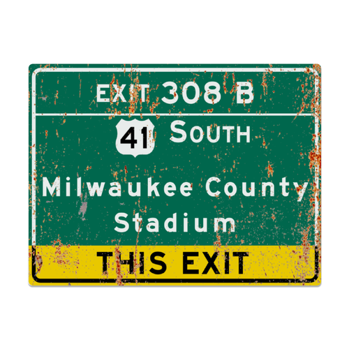 Retro Milwaukee County Stadium Metal Highway Sign