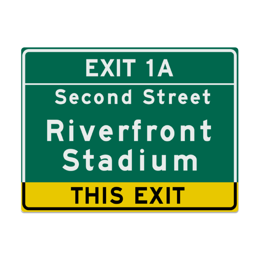 Retro Riverfront Stadium Cincinnati Highway Aluminum Sign