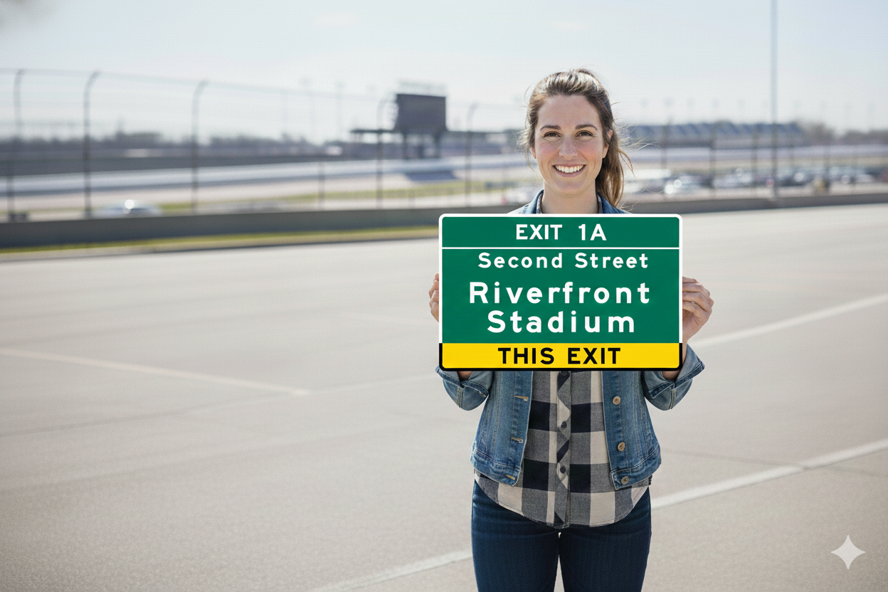 Riverfront Stadium Cincinnati Retro Highway Aluminum Sign