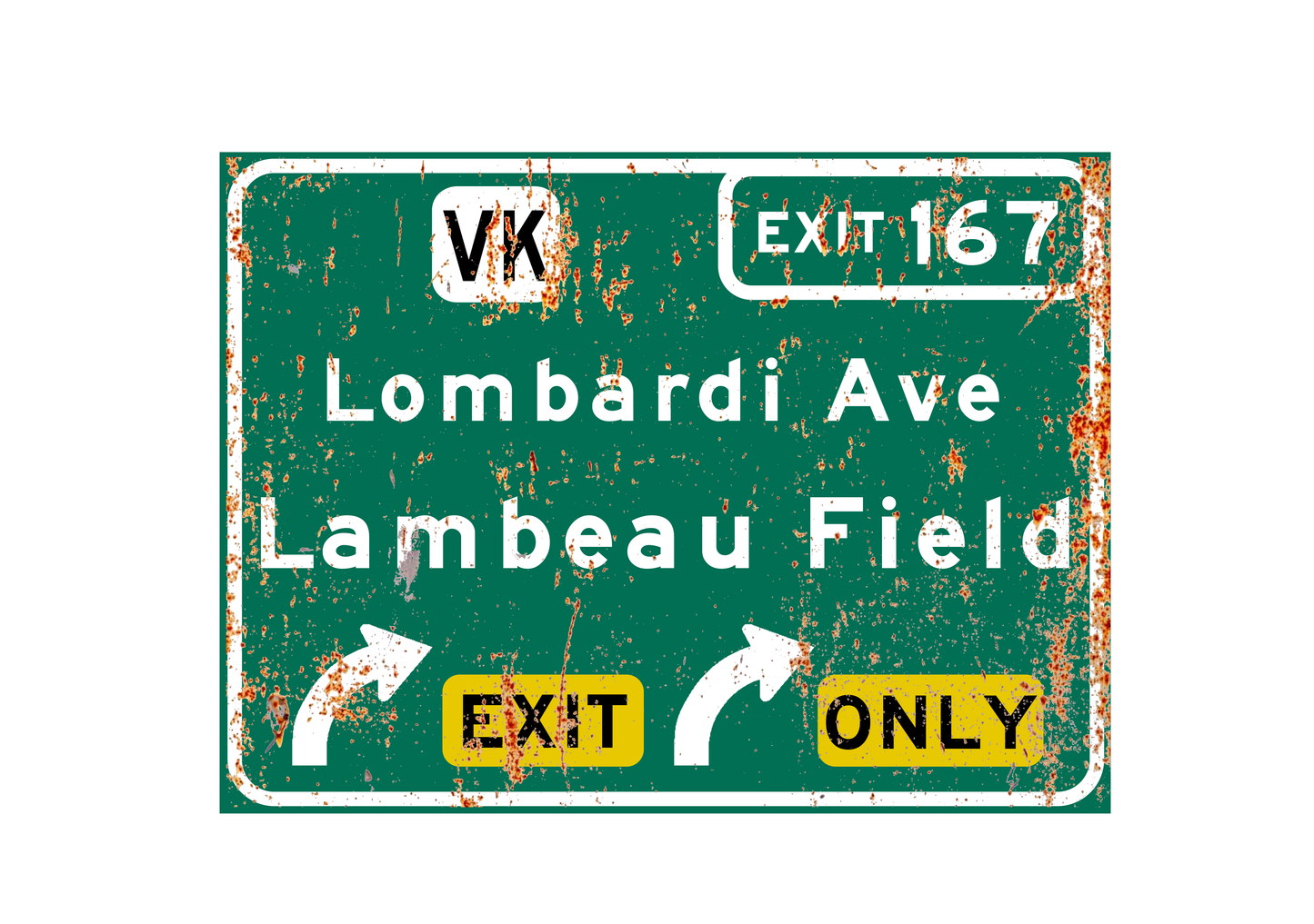 Replica Lambeau Field Aluminum HIghway Sign