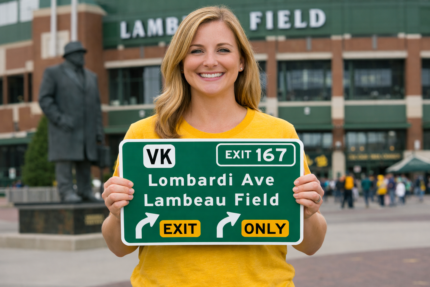 Replica Lambeau Field Aluminum HIghway Sign