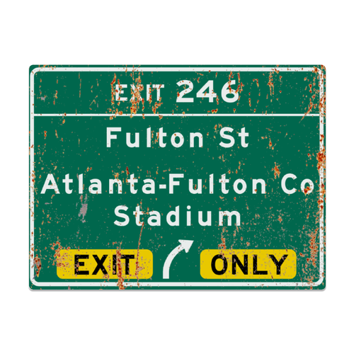Retro Atlanta-Fulton Co. Stadium Highway Metal Sign