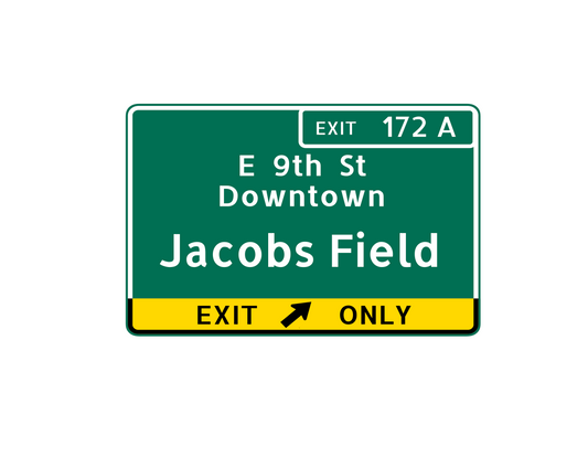 Retro Jacob's Field Metal Highway Sign