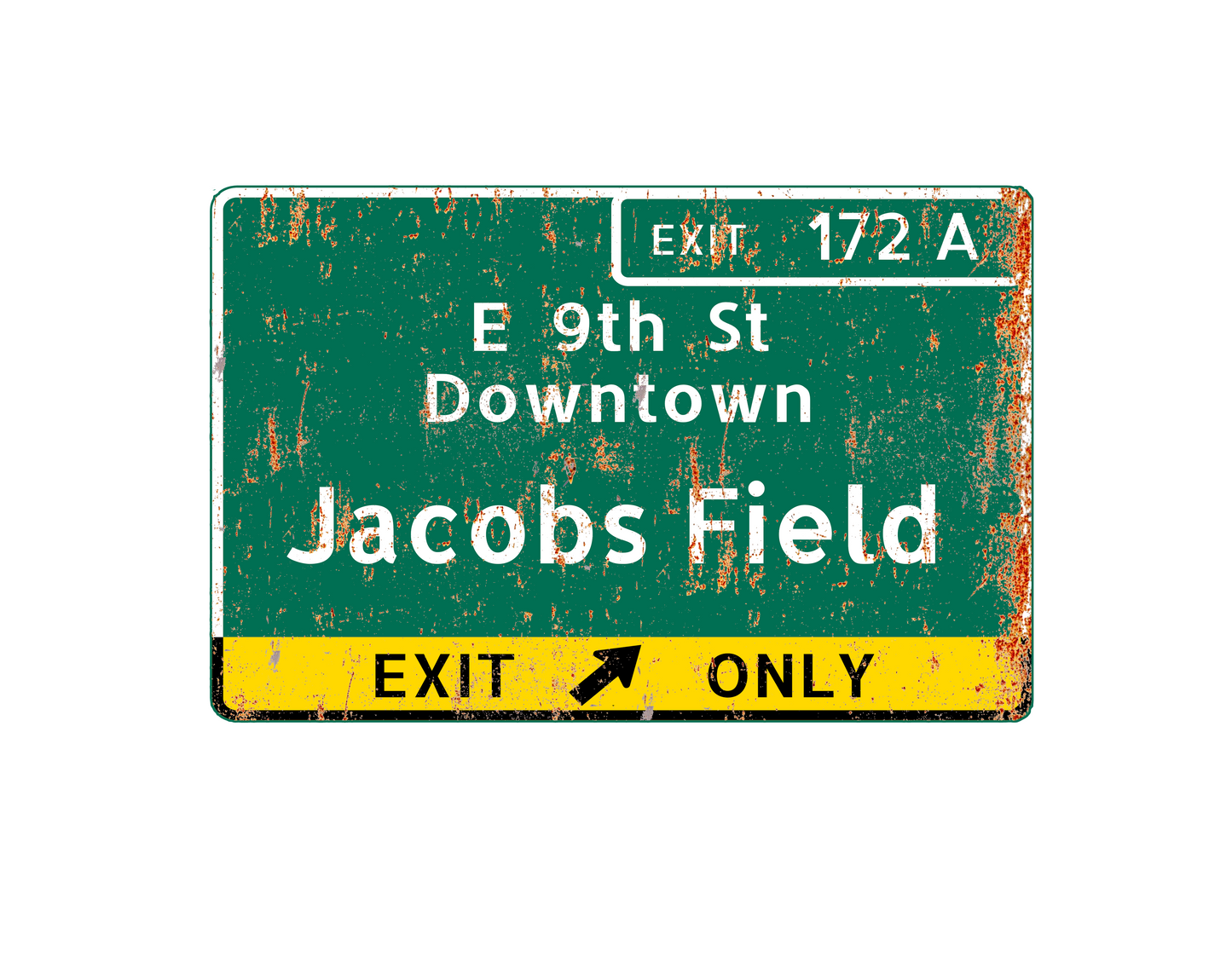 Retro Jacob's Field Metal Highway Sign