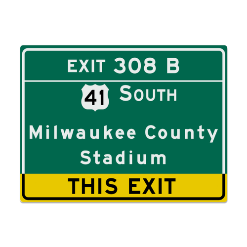 Retro Milwaukee County Stadium Metal Highway Sign
