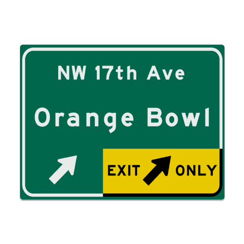 Replica Orange Bowl Highway Metal Sign