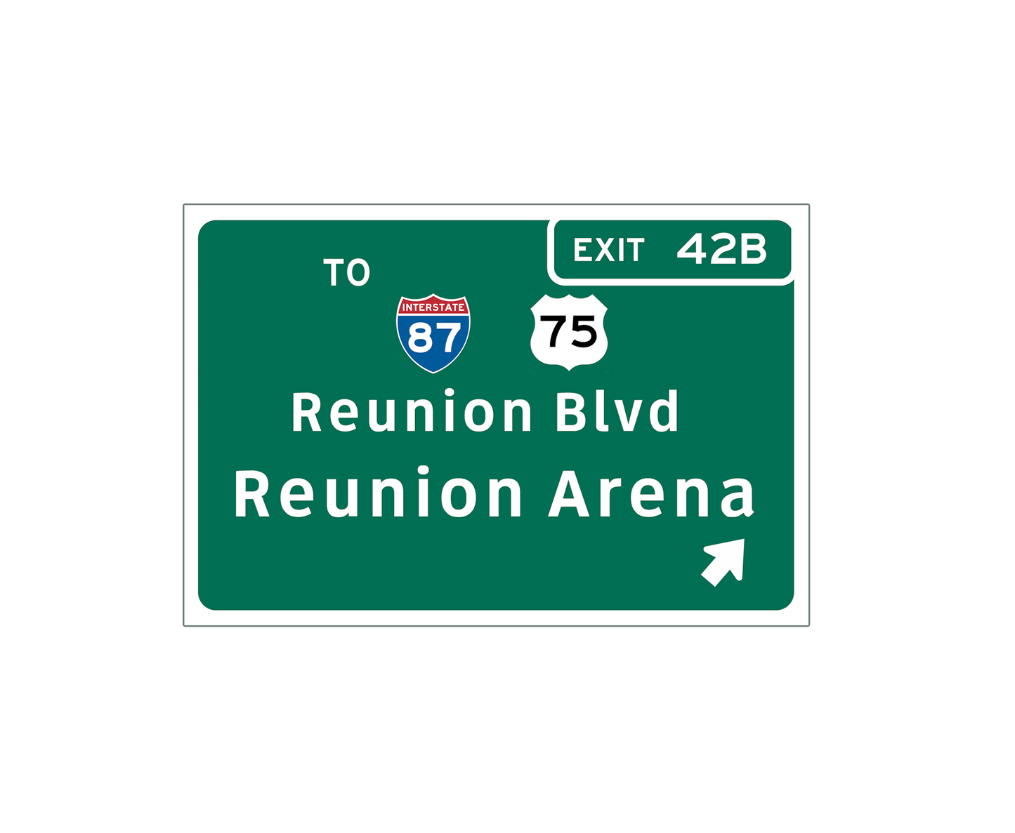 Retro Reunion Arena Metal Highway Sign
